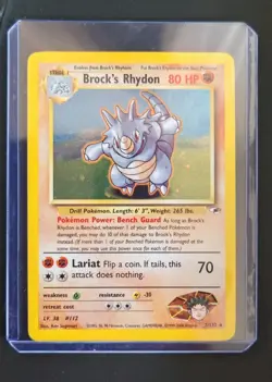 Pokemon TCG Brock's Rhydon Gym Heroes Holo Card 2/132 Rare Near Mint - Image 1