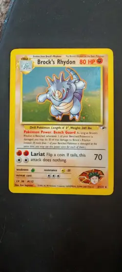 Pokemon TCG Brock's Rhydon Gym Heroes Holo Card 2/132 Rare Near Mint - Image 2