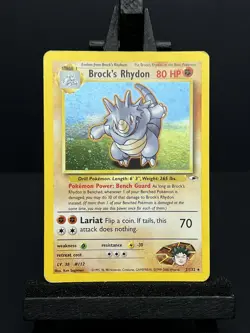 Pokemon TCG Brock's Rhydon Gym Heroes 2/132 MP - Swirl - Image 1