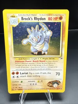 Pokemon TCG Brock's Rhydon 2/132 Gym Heroes Unlimited Holo Rare Swirl - Image 1