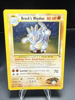 Pokemon TCG Brock's Rhydon 2/132 Gym Heroes Unlimited Holo Rare Swirl - Image 2