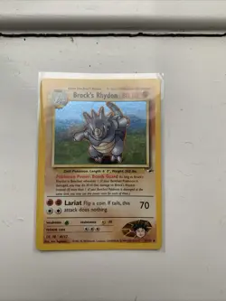 Pokemon TCG Brock's Rhydon Gym Heroes Holo Card 2/132 Unlimited Rare (Swirl) - Image 1