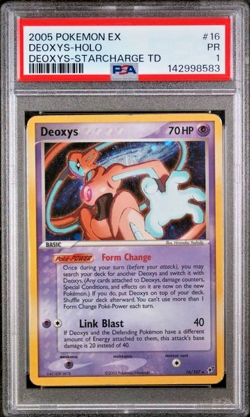SWIRL PSA 1 2005 Pokemon EX Deoxys Starcharge Theme Deck 16/107 Holo Foil Rare - Image 1
