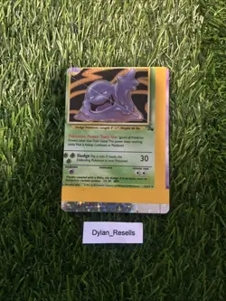 🔥 NFC MISCUT MUK 1995 HOLO FOSSIL GREY BORDER POKEMON CARD 🔥 - Image 1