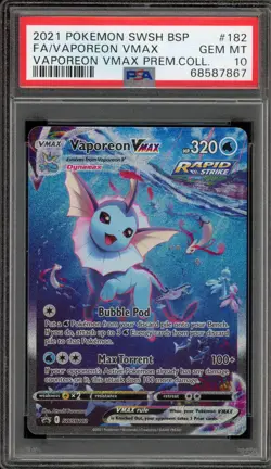 Pokemon Vaporeon VMAX Premium Coll. Full Alt Art Promo SWSH182 PSA 10 Gem Mint - Image 1