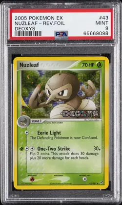 2005 POKEMON EX DEOXYS #43 NUZLEAF-REVERSE FOIL PSA 9 - Image 1