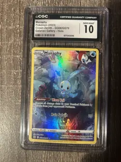 The Pokemon Company Manaphy Ultra Rare GG06/GG70 Crown Zenith CGC 10 Holo Card - Image 1