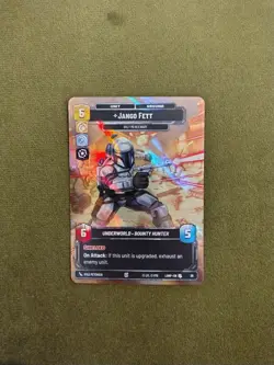 Star Wars Unlimited Jango Fett Wily Mercenary LAWP 29 Foil C-3OP SWU Weekly Play - Image 1