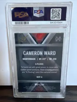 CAM WARD 2023 Wild Card Matte Chase Red X-Plode Black Auto 1/1 PSA 9 Auto 10 RC - Image 2