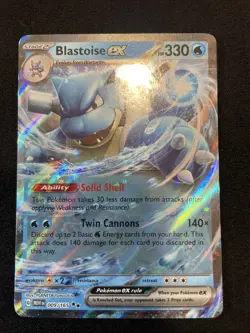 Pokemon TCG Blastoise Holo EX Double Rare Scarlet & Violet 151 Card 009/165 - Image 1