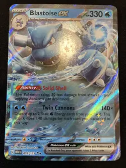 Pokemon TCG Blastoise Holo EX Double Rare Scarlet & Violet 151 Card 009/165 - Image 2