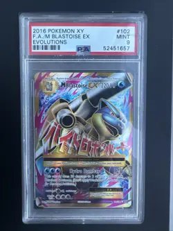 Pokemon 2016 XY Evolutions M Mega Blastoise EX Full Art 102 PSA 9 Mint - Image 1