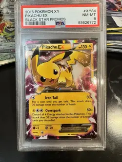 2015 Pokemon XY Pikachu EX XY84 Black Star Promo Card PSA 8 - Image 1