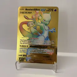 Mewtwo&Mew GX Gold Metal Pokemon Card-Collectible Gift Display！good - Image 1