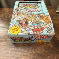 Vintage New 1988 Leaf Baseball's Greatest Gross Outs 29 Wax Pack Box Stickers - Image 2