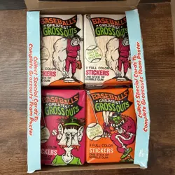 Vintage New 1988 Leaf Baseball's Greatest Gross Outs 29 Wax Pack Box Stickers - Image 3