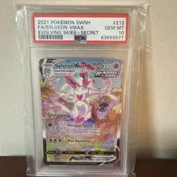 Pokemon Sylveon VMAX Evolving Skies Secret Rare Full Alt Art #212 PSA 10 - Image 1