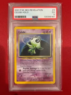 2001 POKEMON P.M. NEO REVELATION #3 CELEBI-HOLO PSA 5 Graded Psychic Damage - Image 1