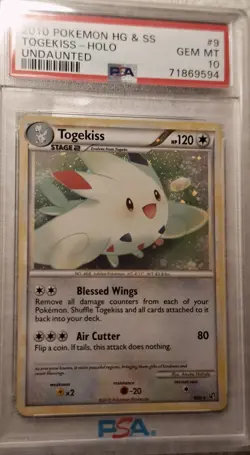 Pokemon Heartgold & Soulsilver Undaunted #9 Togekiss-Holo Undaunted PSA 10 Pop*9 - Image 1