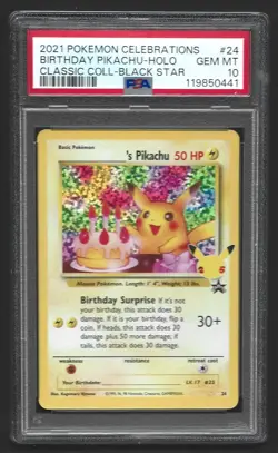 Pokemon Celebrations Birthday Pikachu 24 Classic Holo PSA 10 GEM MINT - Image 1