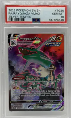 2022 pokemon sword & shield silver tempest #TG20 Rayquaza vmax full art psa 10 - Image 1