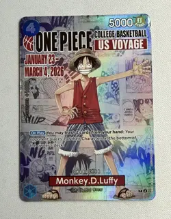 One Piece Monkey.D.Luffy College Basketball US Voyage Promo Card - Image 1