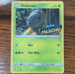 Pokemon TCG Bulbasaur Detective Pikachu SM198 Promo Stamped Holo Card English - Image 1