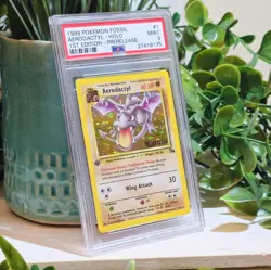 Aerodactyl 1st Edition Prerelease - 1999 Pokemon Fossil 1/62 - Galaxy Holo PSA 9 - Image 3