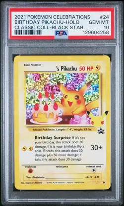 2021 POKEMON CELEBRATIONS CLASSIC COLLECTION #24 BIRTHDAY PIKACHU-HOLO PSA 10 - Image 1