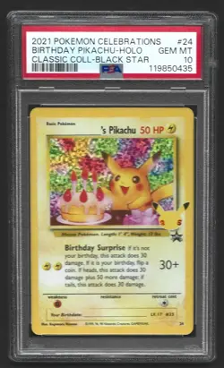 Pokemon Celebrations Birthday Pikachu 24 Classic Holo PSA 10 GEM MINT - Image 1