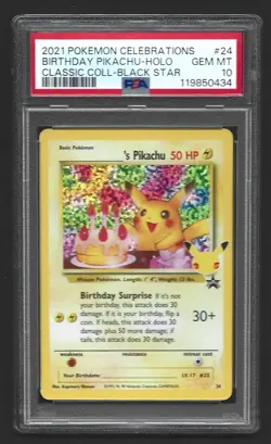 Pokemon Celebrations Birthday Pikachu 24 Classic Holo PSA 10 GEM MINT - Image 1