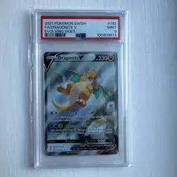 Pokemon TCG Dragonite V Evolving Skies Holo Ultra Rare Full Art Card 192/203 NM - Image 1
