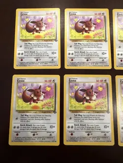 6x Eevee 51/64 NM Vintage Pokemon Card Lot WOTC 1995-99 Jungle Set - Image 2