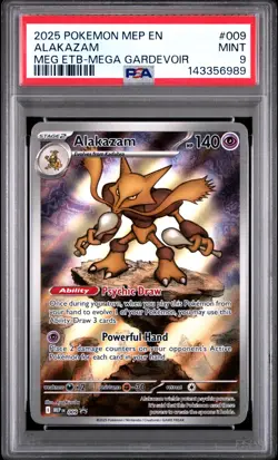 2025 POKEMON MEGA EVOLUTION ETB PROMO #009 ALAKAZAM PSA 9 - Image 1