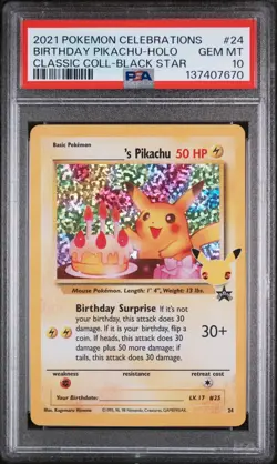 PSA 10 POKEMON 2021 BIRTHDAY PIKACHU #24 CELEBRATIONS CLASSIC COLLECTION 24/53 - Image 3