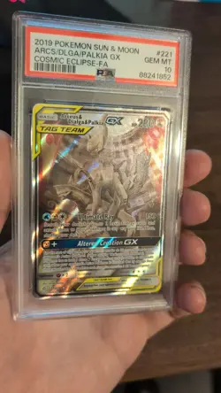 Arceus & Dialga & Palkia GX 221/236 Tag Team Full Art Pokemon PSA 10 Gem Mint - Image 2