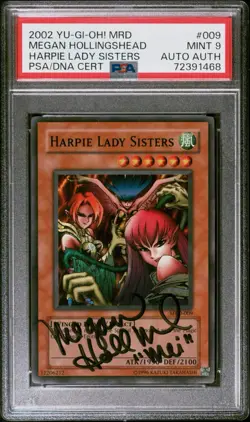 Yu-Gi-Oh! Harpie Lady Sisters MRD 2002 Megan Hollingshead Autograph PSA MINT 9 - Image 1