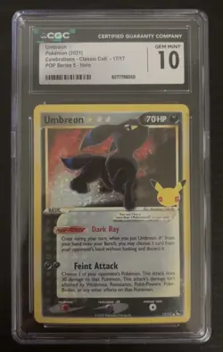 CGC 10 Umbreon Celebrations 17/17 Classic Collection Pokemon Card Gold Star 2021 - Image 1