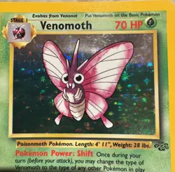 VENOMOTH Pokemon 1999 TCG Holo Unlimited Rare Card 13/64 Jungle Base Set vintage - Image 1