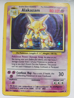Alakazam Pokemon Card Holo WOTC 1/102 Base Set Rare Vintage 1999 Original HP - Image 1