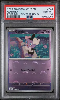 2025 Pokemon Wht En-White Flare #041 Gothita Poke Ball Reverse Holo PSA 10 - Image 1