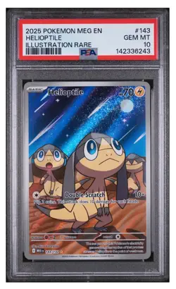 PSA 10 Gem MT 2025 Pokemon Meg En Helioptile Illustration Rare #143 - Image 1