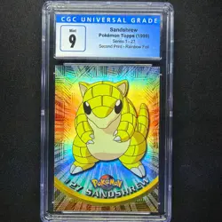 topps Pokemon TV Animation Series 1 Rainbow Holo Foil CGC 9 #27 Sandshrew - Image 1