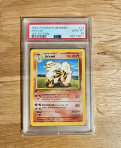 Arkani Base Set 1st Edition PSA 10 Pokemon 23/102 1999 Deutsch German - Image 1