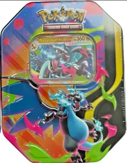 Pokemon TCG Mega Charizard X EX Tin Sealed Charizard Promo Card Collectors Tin - Image 1