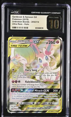 Pokemon Unbroken Bonds Gardevoir & Sylveon GX 205/214 Tag Team CGC 10 Pristine - Image 1