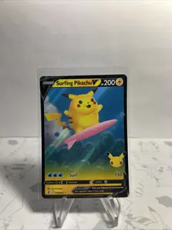 Surfing Pikachu V 008/025 Celebrations - Pokemon Card - NM - Image 1