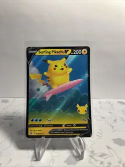 Surfing Pikachu V 008/025 Celebrations - Pokemon Card - NM - Image 2
