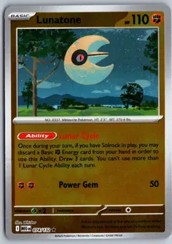 Lunatone 074/132 Rare Mega Evolution Pokemon Reverse Holo Near Mint - Image 1