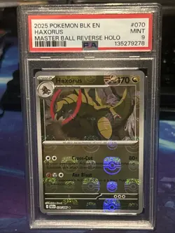 PSA 9 Pokemon TCG Haxorus Master Ball Pattern 072/086 Black Bolt SV11B - Image 1
